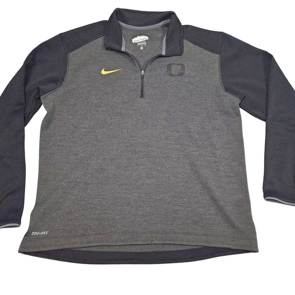 Oregon Ducks Nike Dri-FIT Quarter Zip Pullover Men's Large‎ Gray Navy Blue NCAA
